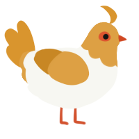 A white and orange chicken with a head pattern