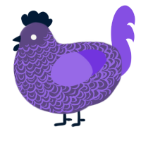 A overcast and blurple chicken with a double-lace pattern