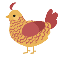 A honey and red chicken with a lace pattern