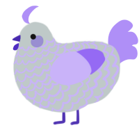 A silver and lilac chicken with a lace pattern