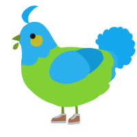 A grass and sky chicken with a head pattern