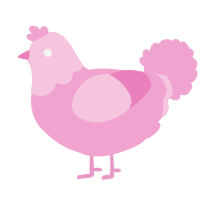 A pink chicken with a head pattern