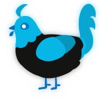 A black and cerulean chicken with a head pattern