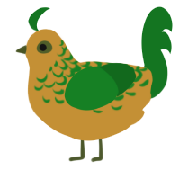 A gold and leaf chicken with a half-lace pattern