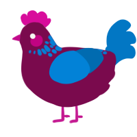 A wine and sapphire chicken with a neck-speckle pattern