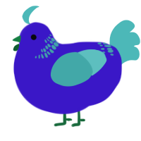 A lime and red chicken with a neck-band pattern