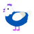 A ultramarine and white chicken with a head pattern
