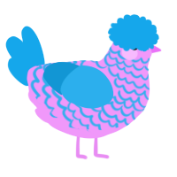 A lavender and sky chicken with a lace pattern