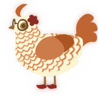 A cream and vermilion chicken with a lace pattern