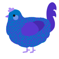 A sapphire and indigo chicken with a double-lace pattern