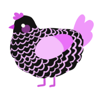 A black and lavender chicken with a lace pattern