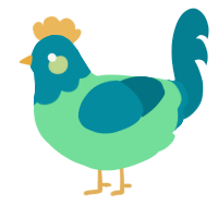 A spring and sea chicken with a head pattern