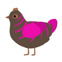 A bark and fuchsia chicken with a half-bar pattern