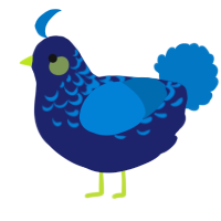 A navy and sapphire chicken with a half-lace pattern