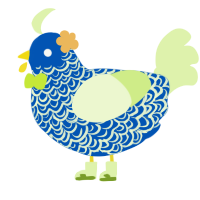 A ultramarine and apple chicken with a double-lace pattern