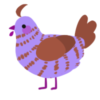 A lilac and russet chicken with a bar pattern