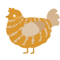 A orange and beige chicken with a bar pattern