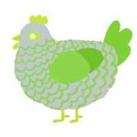 A silver and grass chicken with a lace pattern