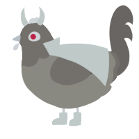 A ash and grey chicken with a head pattern