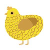A yellow and gold chicken with a lace pattern