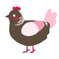 A bark and rose chicken with a neck-band pattern