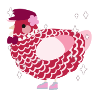 A crimson and rose chicken with a lace pattern