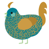 A sea and gold chicken with a double-lace pattern