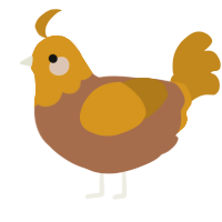 A brown and ochre chicken with a head pattern