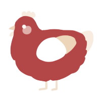 A red and cream chicken