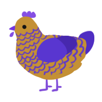 A gold and indigo chicken with a lace pattern