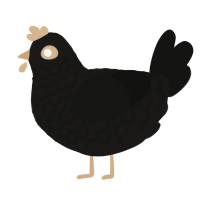 A sable and black chicken with a lace pattern