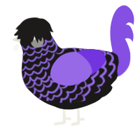 A sable and blurple chicken with a lace pattern