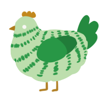A gluppy and viridian chicken with a bar pattern