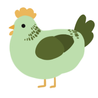A gluppy and olive chicken with a neck-band pattern
