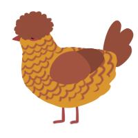 A orange and russet chicken with a lace pattern