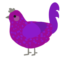 A plum and violet chicken with a speckle pattern