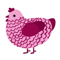 A pink and maroon chicken with a lace pattern