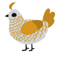 A mist and ochre chicken with a lace pattern