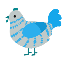 A silver and sky chicken with a bar pattern
