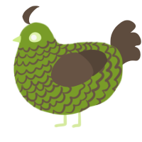 A chartreuse and bark chicken with a lace pattern