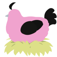 A pink and black chicken