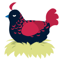 A tumblr and crimson chicken with a half-lace pattern