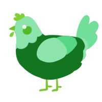 A leaf and spring chicken with a head pattern