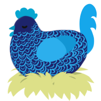 A navy and sky chicken with a double-lace pattern