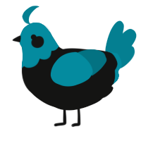 A black and sea chicken with a head pattern