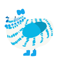 A white and cerulean chicken with a bar pattern