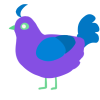 A blurple and sapphire chicken