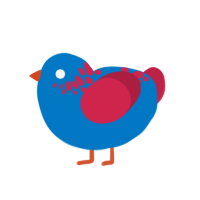 playdoh, a sapphire and crimson chicken with a neck-speckle pattern