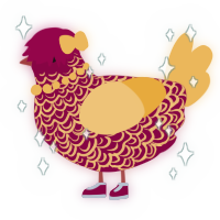 A maroon and honey chicken with a double-lace pattern