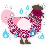 A maroon and rose chicken with a double-lace pattern